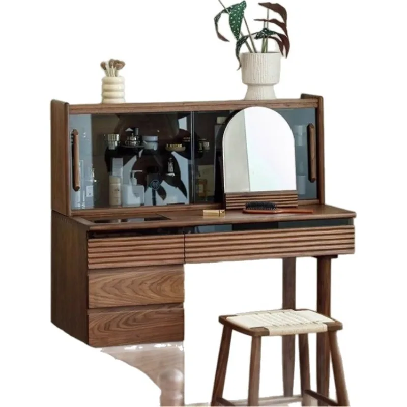 Small apartment bedroom simple cosmetic cabinet, Nordic North American black walnut cosmetic table