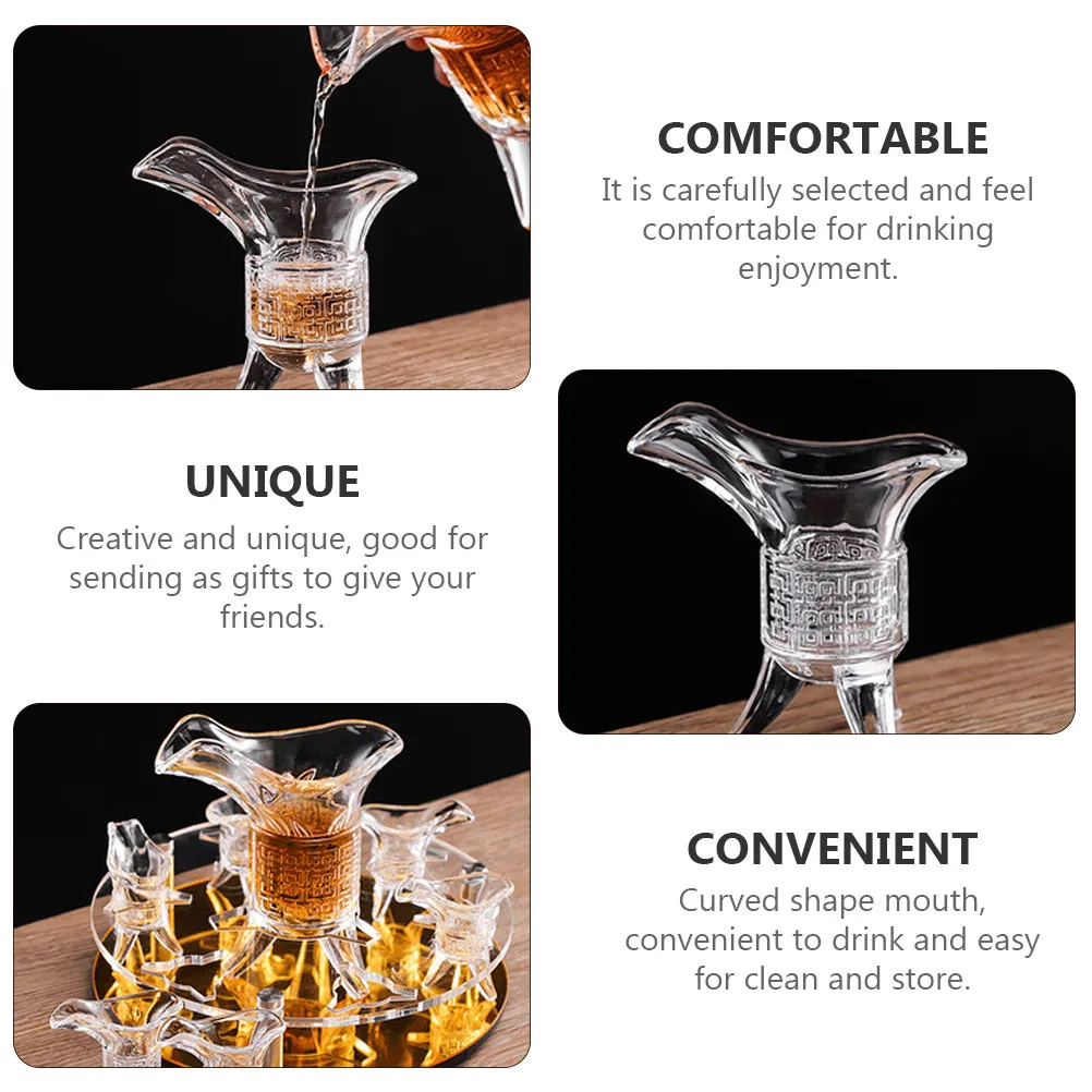 2Pcs Chinese Style Drink Cup Thickened Retro Whiskey Glass Cup Archaize Design Explosion Proof for Home Office Party Gift