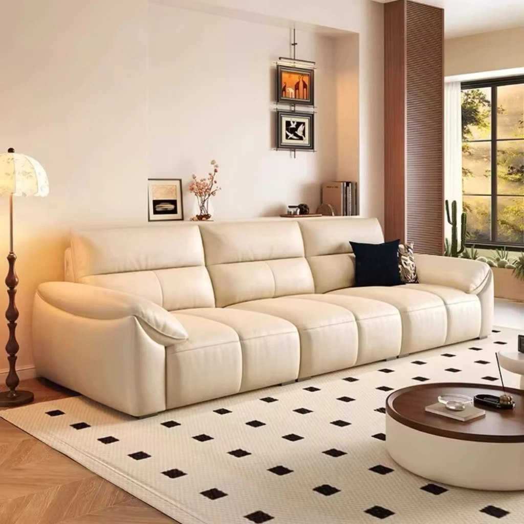 Luxury 3-Seater Nordic Classic Leather Sofa Set High Quality Futuristic Design for Living Room European Style Couch