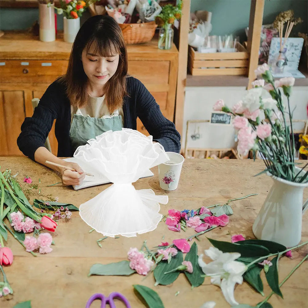 

2Pcs Elegant Double Sided Wavy Pearl Texture Wrinkle Craftsmanship Flower Bouquet Wrapping Paper for Special Occasions Florist