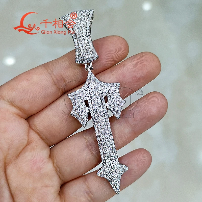 

24*48mm Cross sword D VVS white moissanite pendant 925 Sterling Silver hip hop Iced Out Cuban Jewelry datting