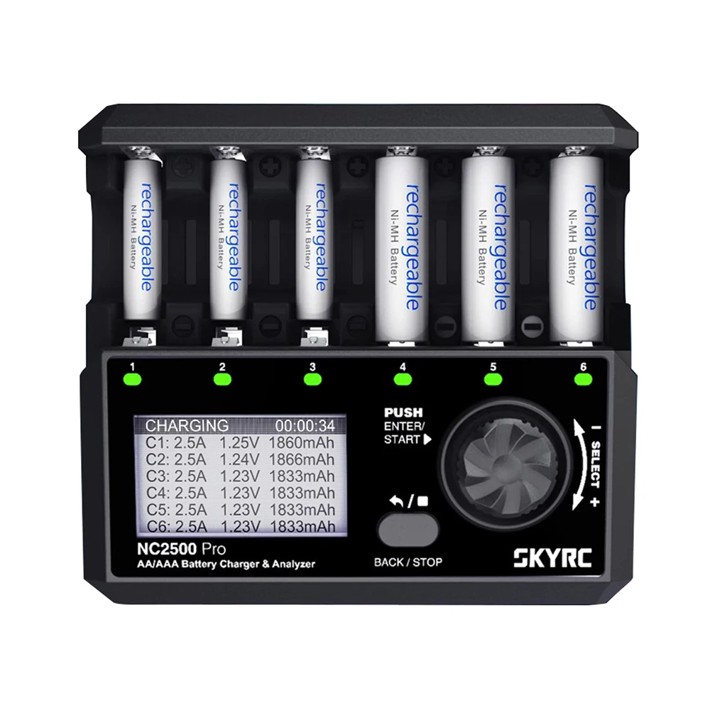 SKYRC NC2500 Pro NiMH NiCd Battery QC3.0 Charger for AA AAA Rechargeable Batteries Universal LCD Smart Battery 3in1 Fast Charger