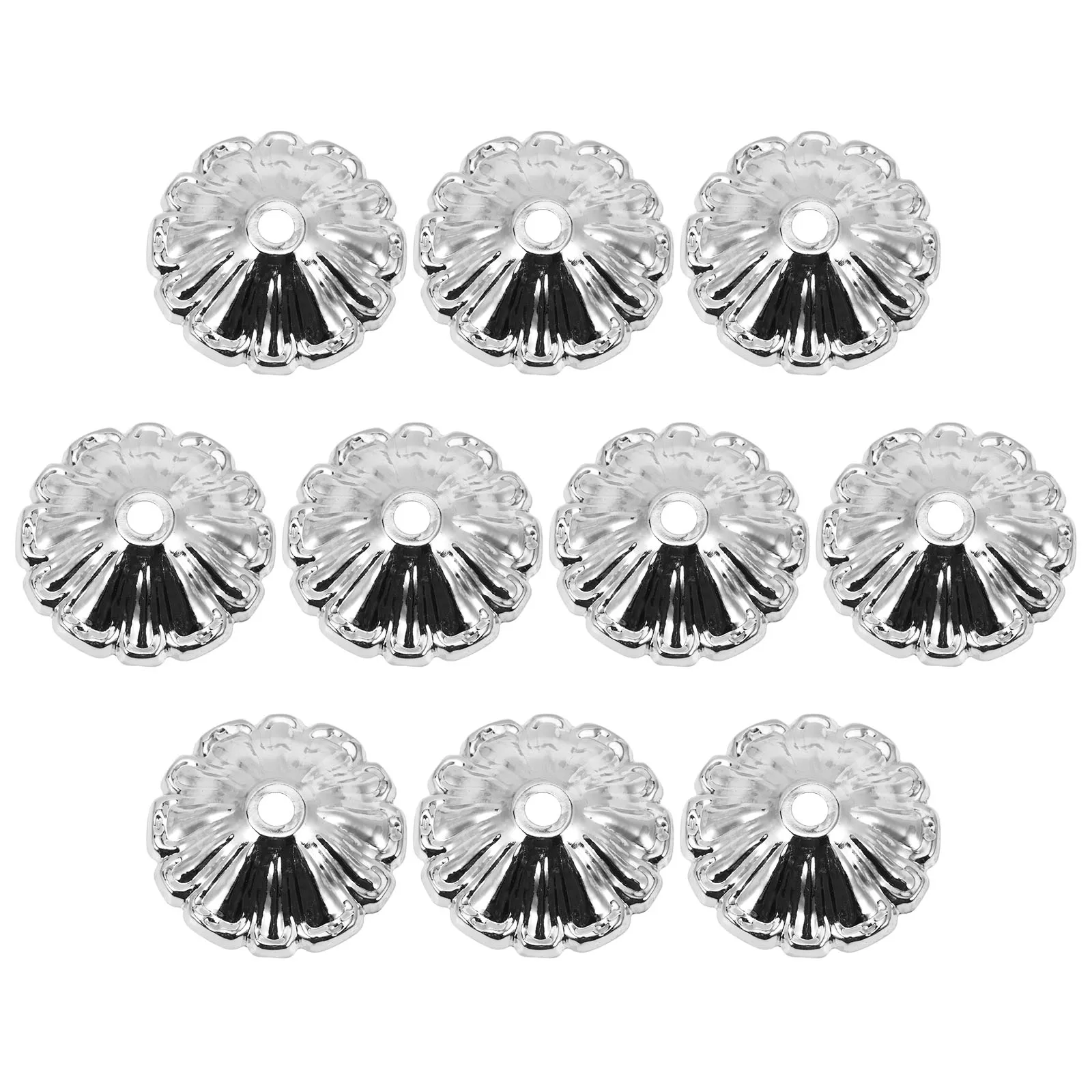 

10pcs Lotus Lamp Covers Metal Silver Small Size Retro Style Home Decor Replacement Parts Chandeliers Accessories