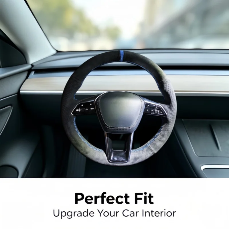 Custom Car Steering Wheel Cover Suede Leather For Audi A6 (C8) Avant Allroad A7(K8) 2018-2019 S7 Hand Sewn Steering Wrap Cover