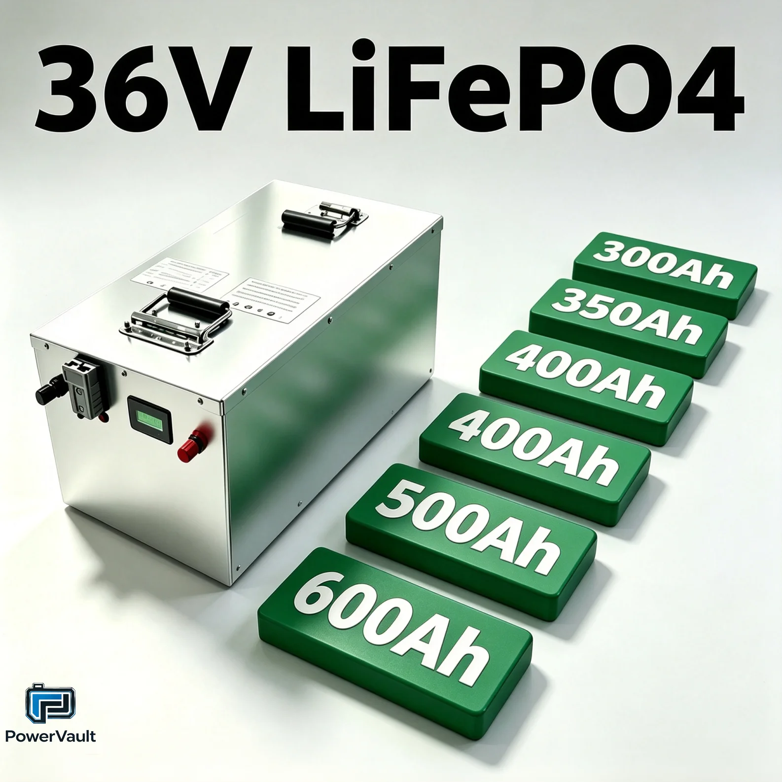36V 300-600Ah LiFePO4 Deep Cycle Battery for Solar System Off-Grid Home Backup RV