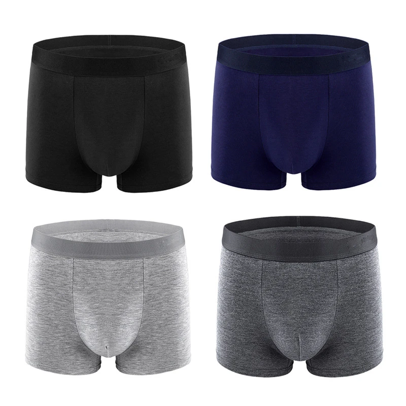 

4 pcs Man Underwear Boxer Short Man Underpants Solid Color Breathable Underpants Men's Panties Convex BoxerShorts Wholesale