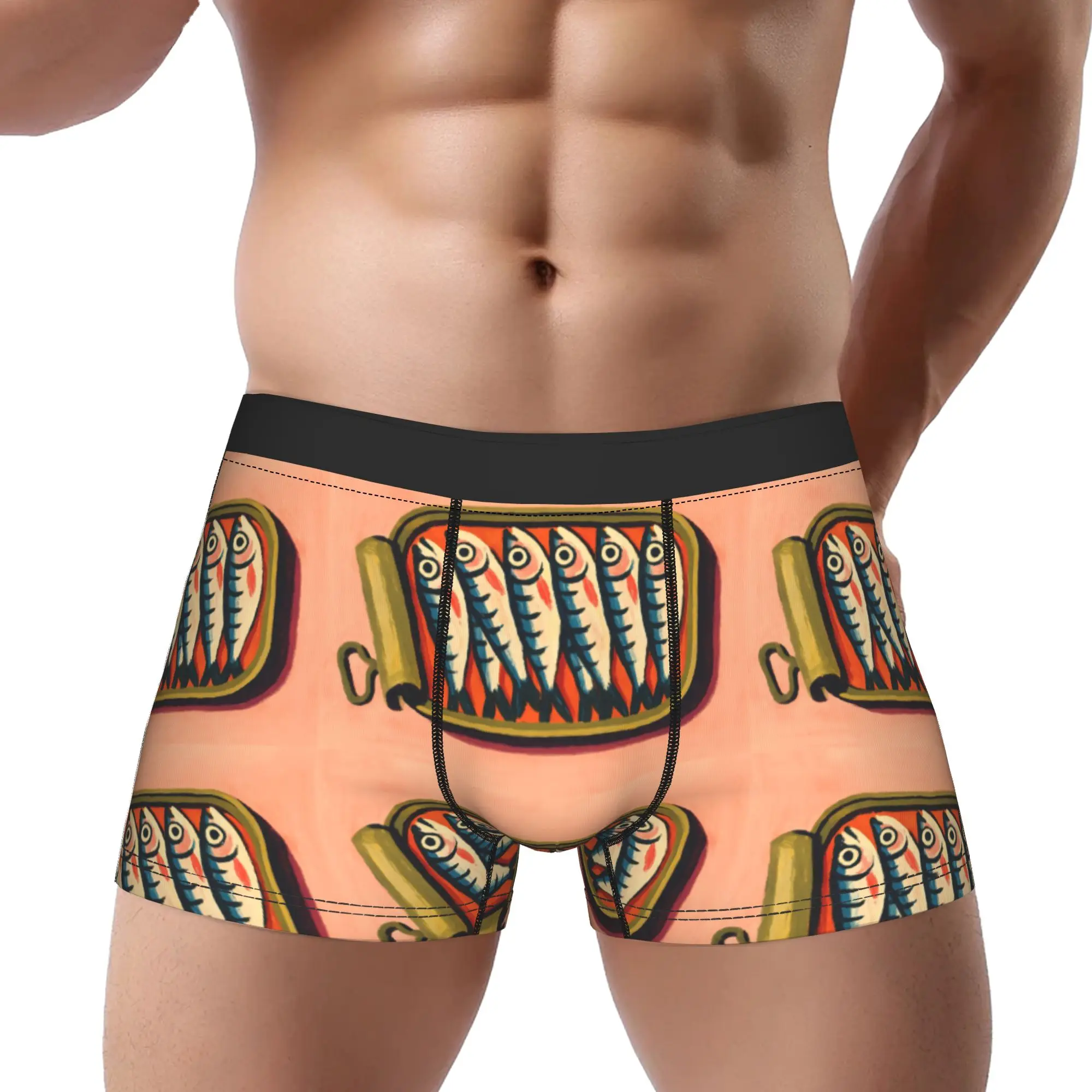 

1piece Silver Sardines Underpants Breathbale Panties Man Underwear Print Shorts