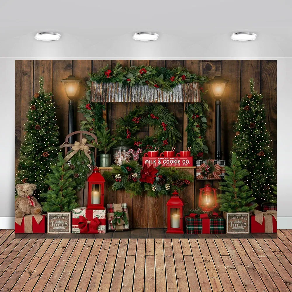 Photography Background Christmas Santa's Toy Shop Xmas Gift Snow Holiday Party Kid Portrait Decor Backdrop Photo Studio