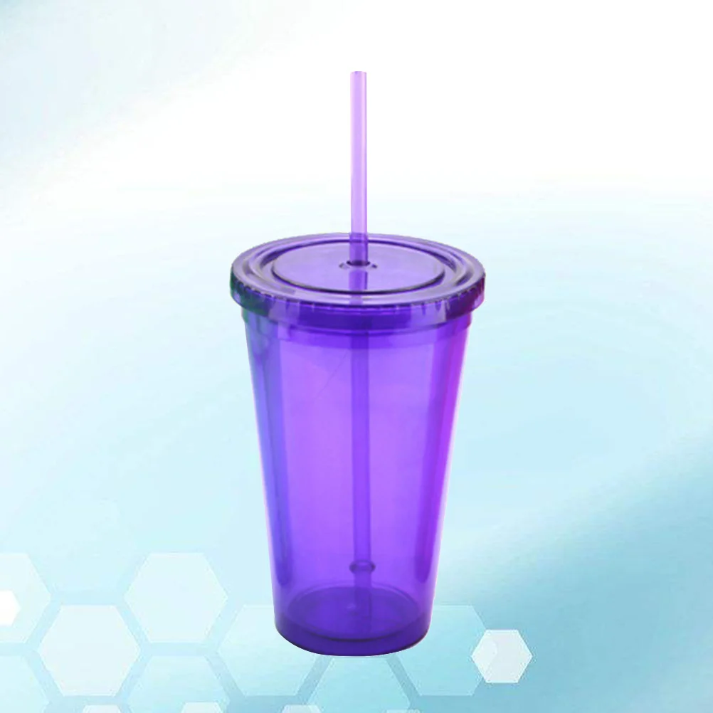 

1pc 450Ml Straw Water Bottle Pp Plastic Leak Proof Drinking Cup Ergonomic Design For Cycling Running Outdoor Sports