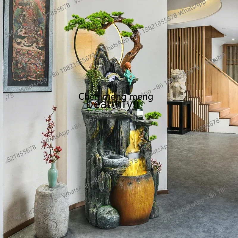 X  Chinese-style floor-to-ceiling rockery fountain water feature living room rockery flowing water decoration ornament