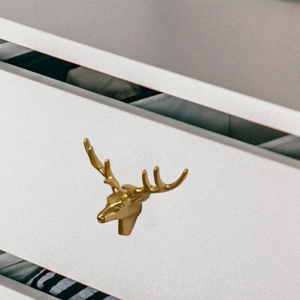 Brass Deer Pull Unique Cabinet Handle for Drawers Closets Wardrobes Decorative Animal Knob Furniture Hardware