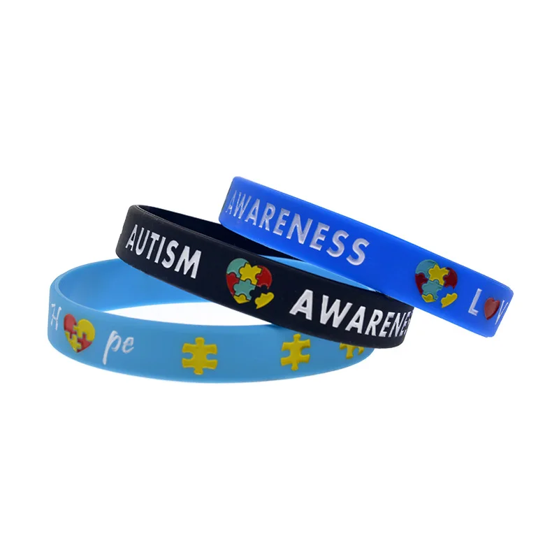 Imagem -05 - Silicone Pulseira para Autismo Consciência Esperança Amor Tamanho Adulto 50 Pcs