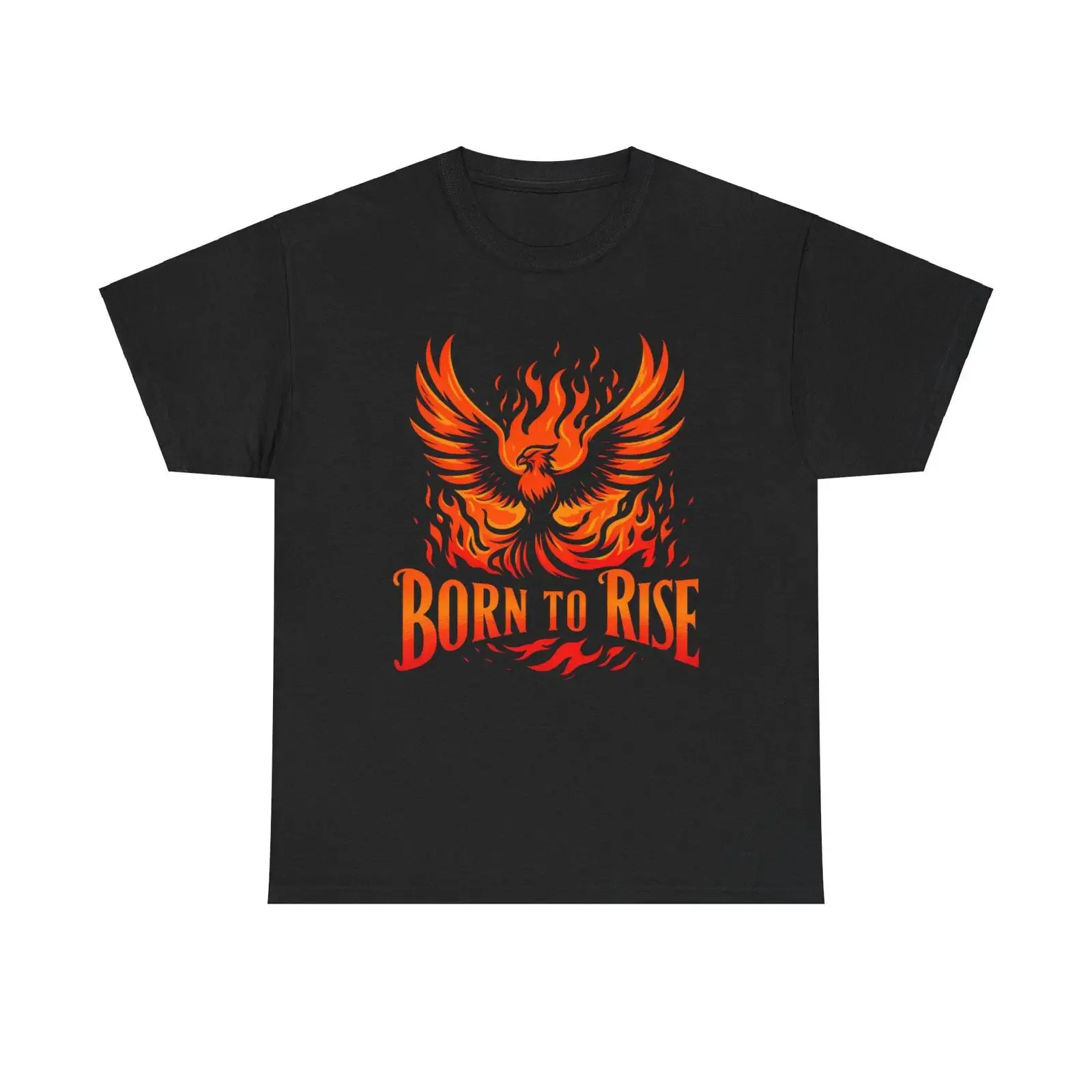 Born To Rise Fire Phoenix T Shirt Cotton Mythical Rebirth Firebird for Lover vintage Washed fashion Slightly Stretched Casual
