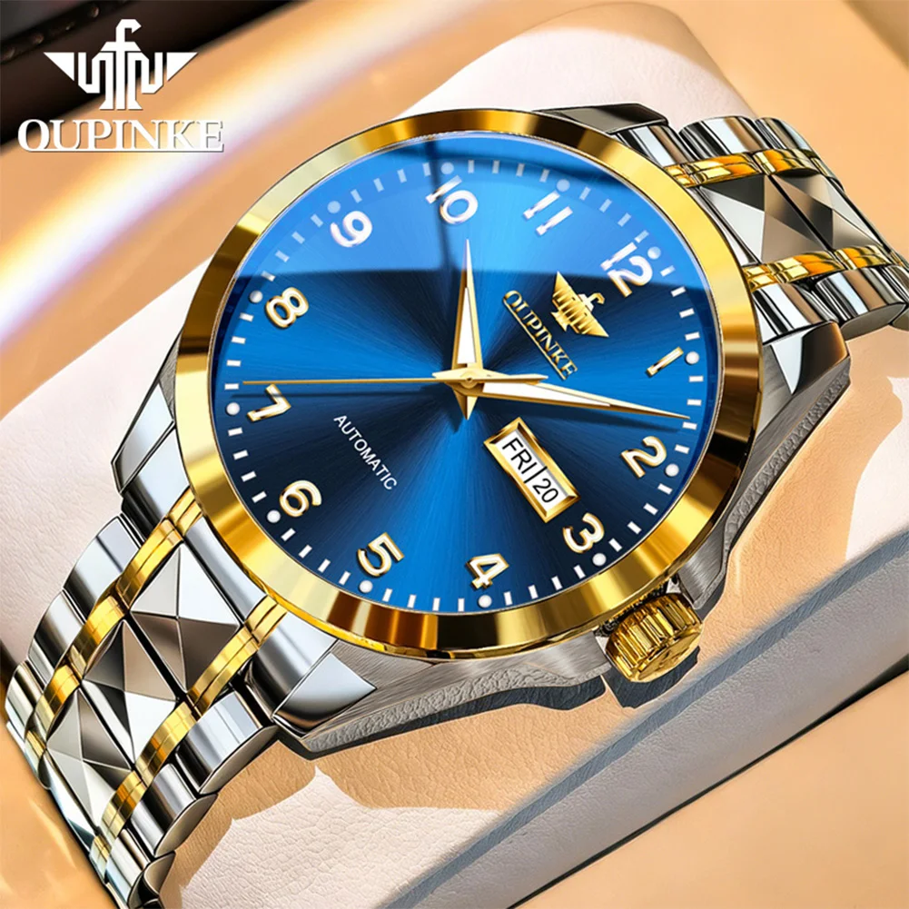 OUPINKE 3323 Imported Movement Men's Watch Luxury Automatic Mechanical Watches Digital Dial Auto Date Wristwatch