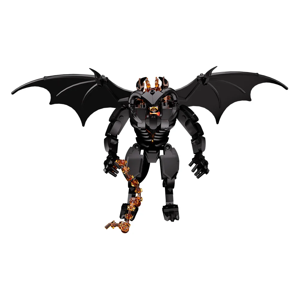 MOC Classic Movies The Ringss Balrog Blocks Flame Demon Monster Model Sorens Mouth Bricks Magic Tower Collect Toys Children Gift