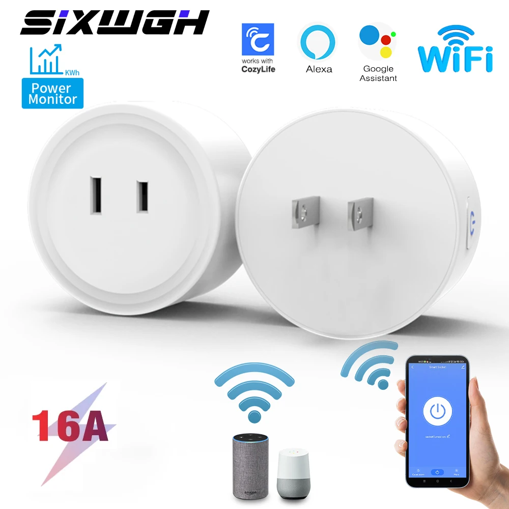 

Японский 2-контактный мини-адаптер Sixwgh - CozyLife Smart Home DIY Upgrade с поддержкой функции дистанционного управления Alexa (розетка/таймер)