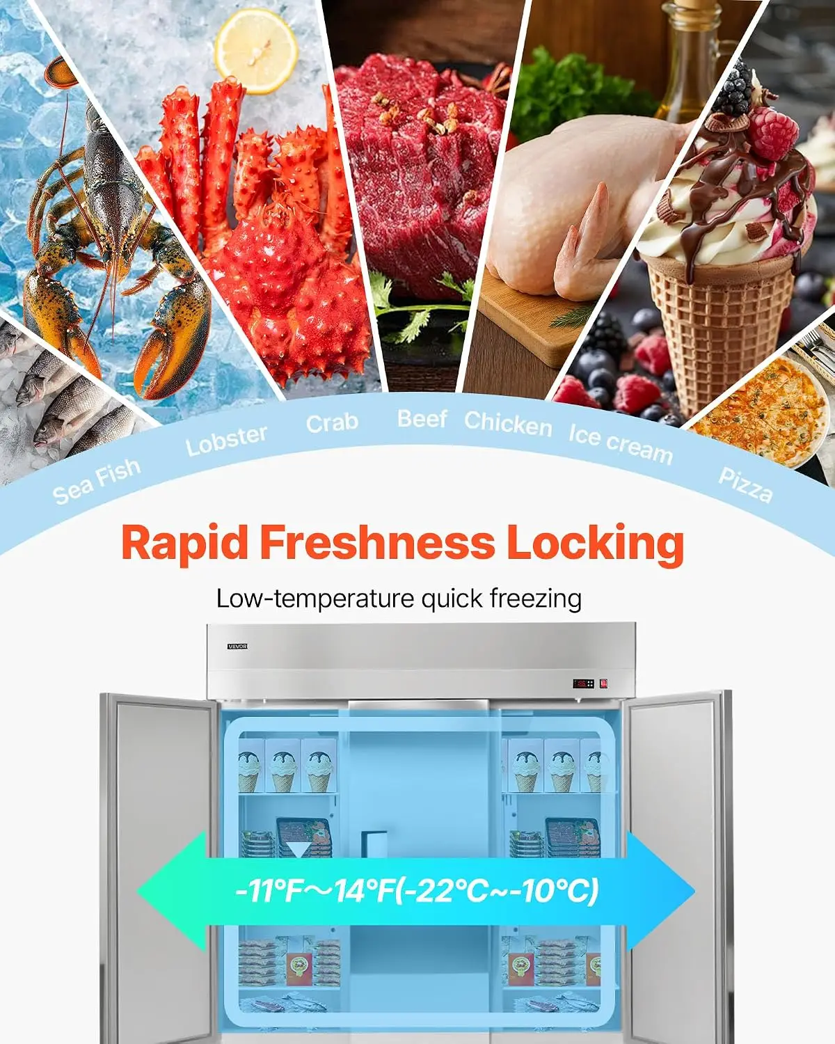 Commercial Reach-In Freezer 72
