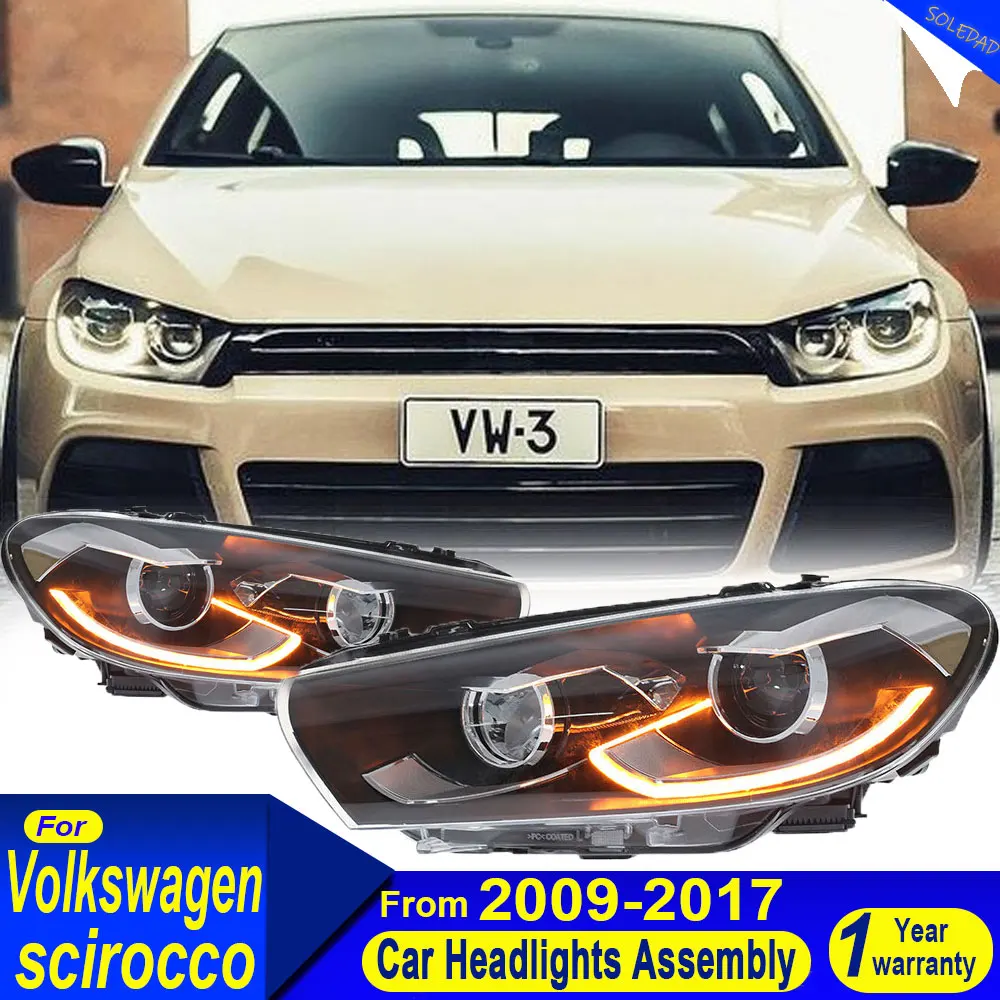 A Pair Lights for Volkswagen Scirocco 2009-2017 Scirocco R LED Car Headlights Assembly Upgrade Bifocal Lens Blink Signal Lamp