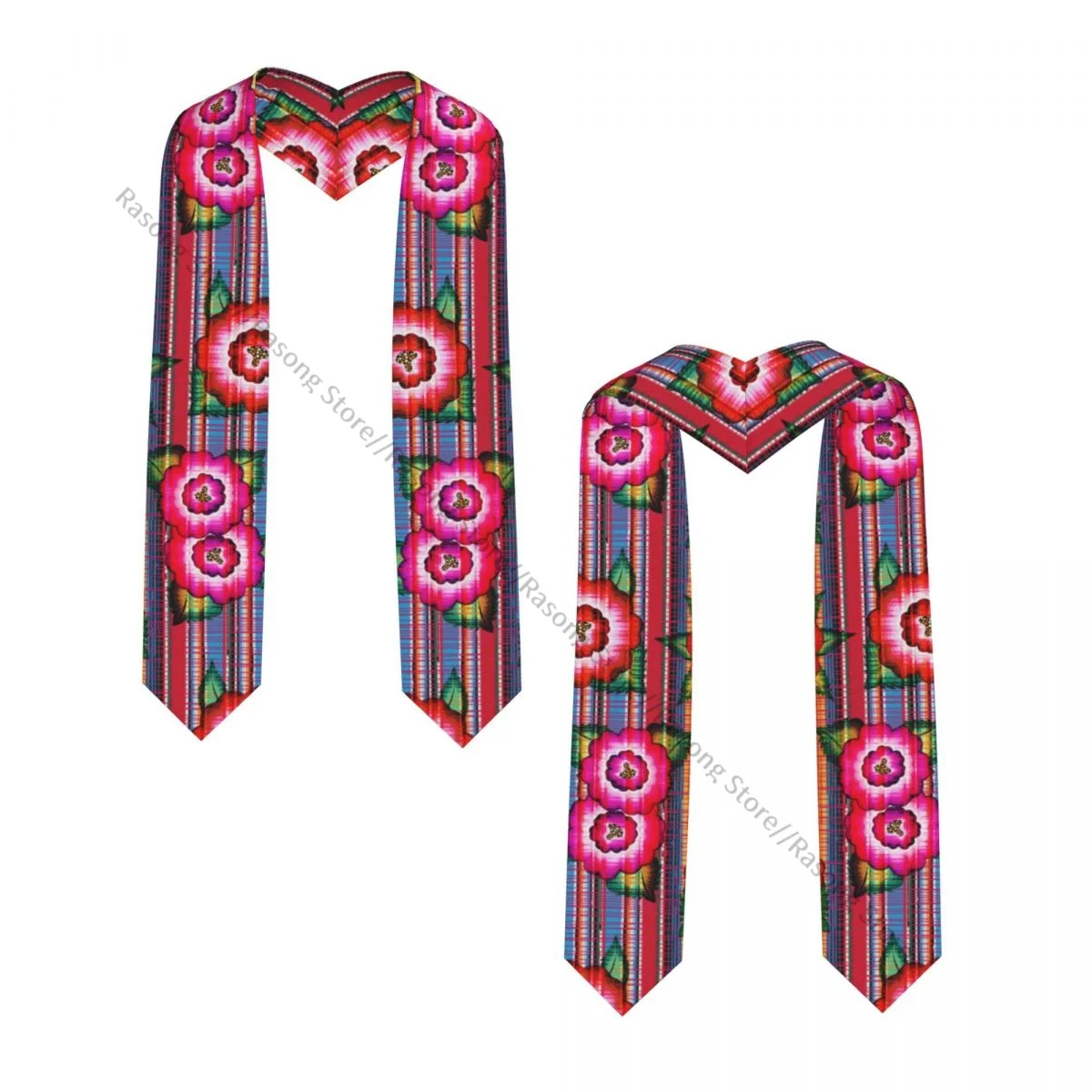 Graduation Stole for Academic Commencement Unisex Mexican Floral Embroidery Pattern Adult Choir Stole Adult Honor Shawl