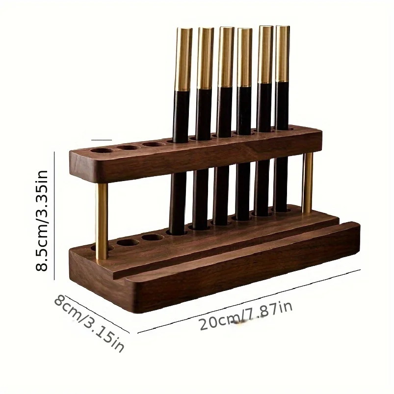 Imagem -04 - Multifuncional Walnut Wood Desk Organizer Pen Holder Phone Stand Solução de Armazenamento para Escritório e Escola 1pc