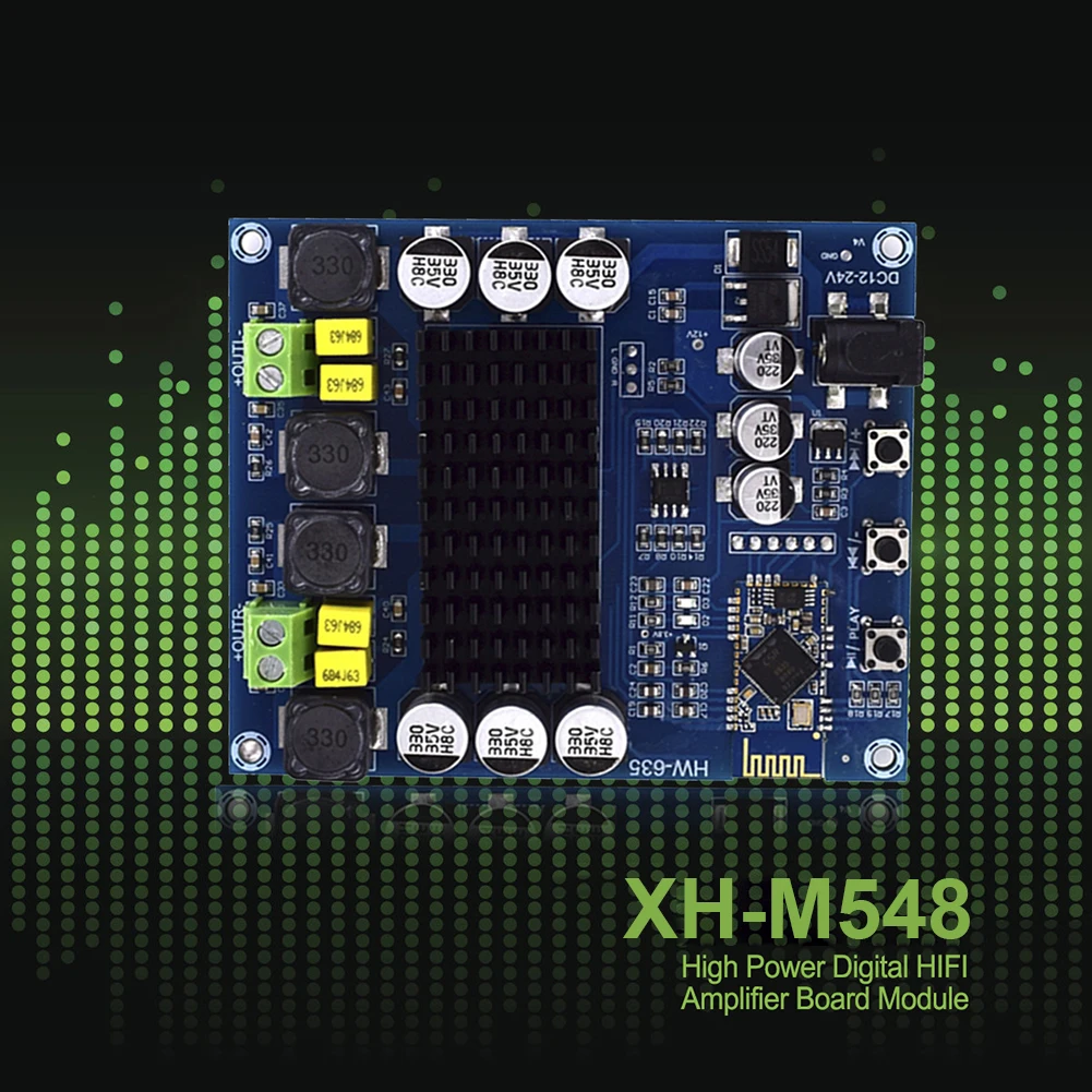 XH-M548 120W Digital Power Amplifier Board Dual Channel Digital Audio Amplifier Board Bluetooth-compatible DC12-24V