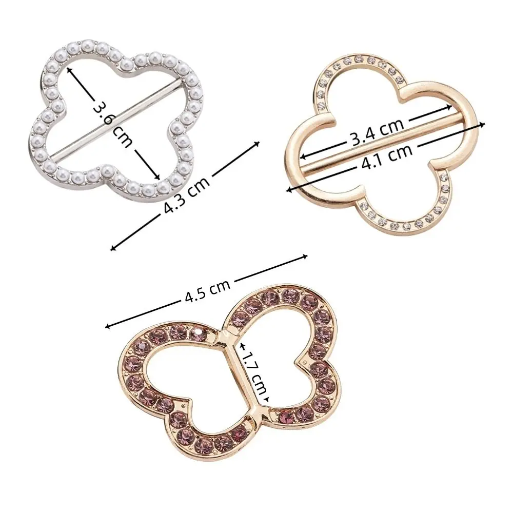 Fashion Pearl Scarf Ring Clip Gold Silver Rhinestone Clothing Wrap Holder Metal Side Waist Tightener Tie Clips for Women Lady