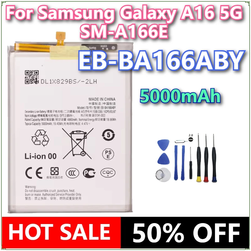 

Brand New EB-BA166ABY 5000mAh Mobile Phone Battery For Samsung Galaxy A16 5G SM-A166E Mobile Phone Batteries+Tools