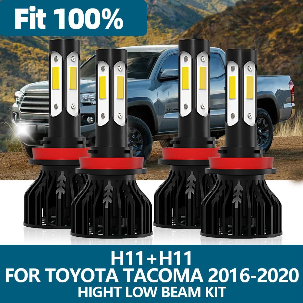 

4Pcs LED Headlight H11 Car Light 6000K White 10000LM 100W High Low Beam Bulbs Kit ForToyota Tacoma 2016 2017 2018 2019 2020