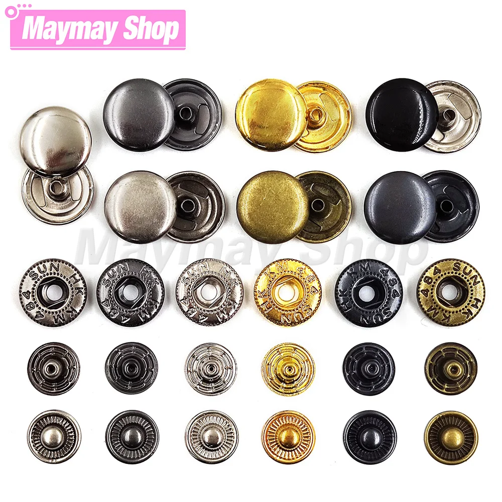 50 Sets 655/633/831 Snap Fasteners Metal Snaps Button Press Studs Sewing Button For DIY Clothes Garment Bags Shoes Leathercraft