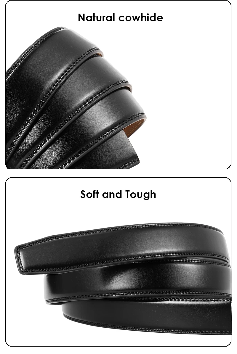 VATLTY 31mm Ledergürtel für Männer Legierung automatische Schnalle ohne Löcher Männer brauner Gürtel natürlicher Rindsleder Anzug Gürtel männlich – Detail 5