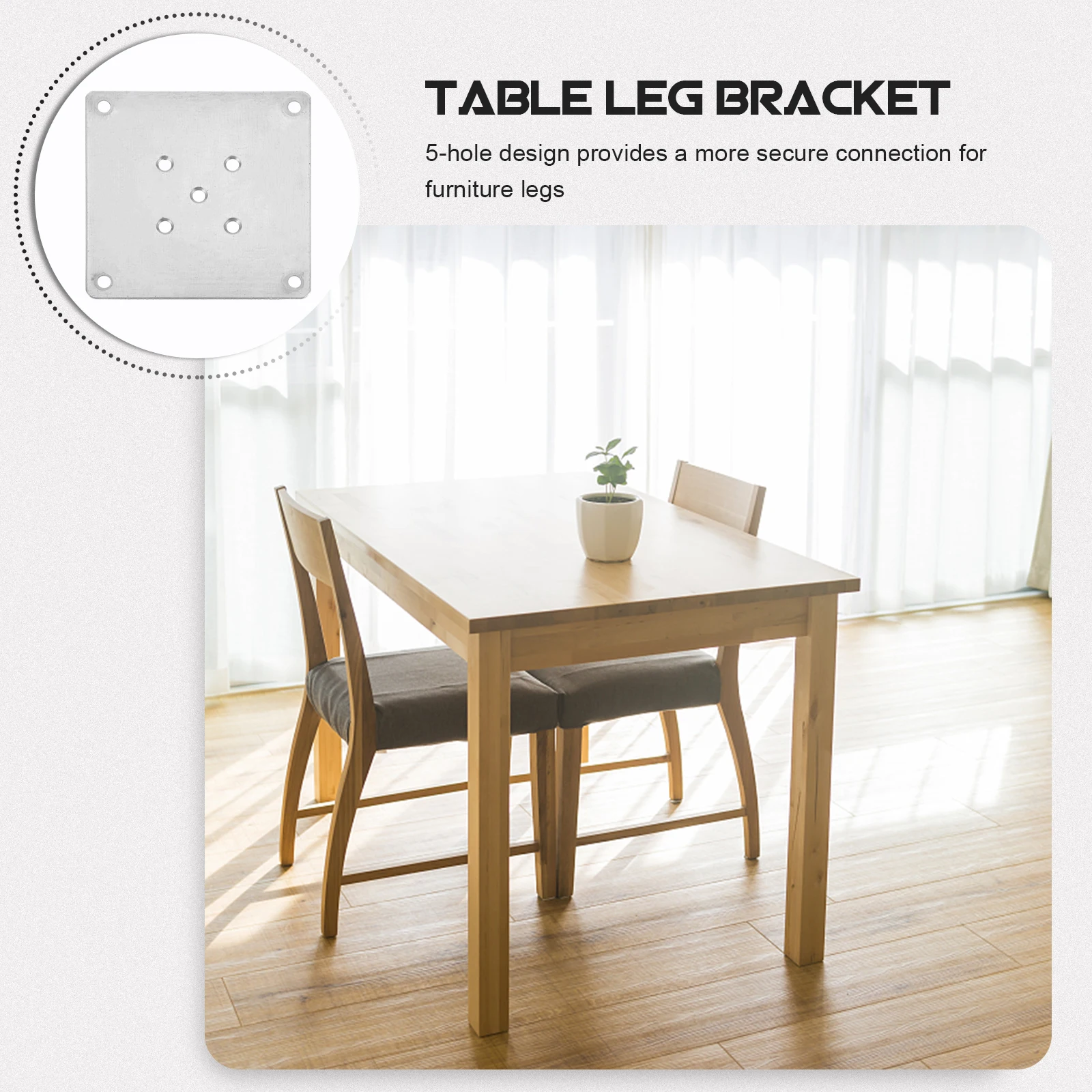 

8Pcs Flat Furniture Leg Mounting Plate Thick Zinc Plated 5-Hole Connector for Table Sofa Couch Legs Secure Fit