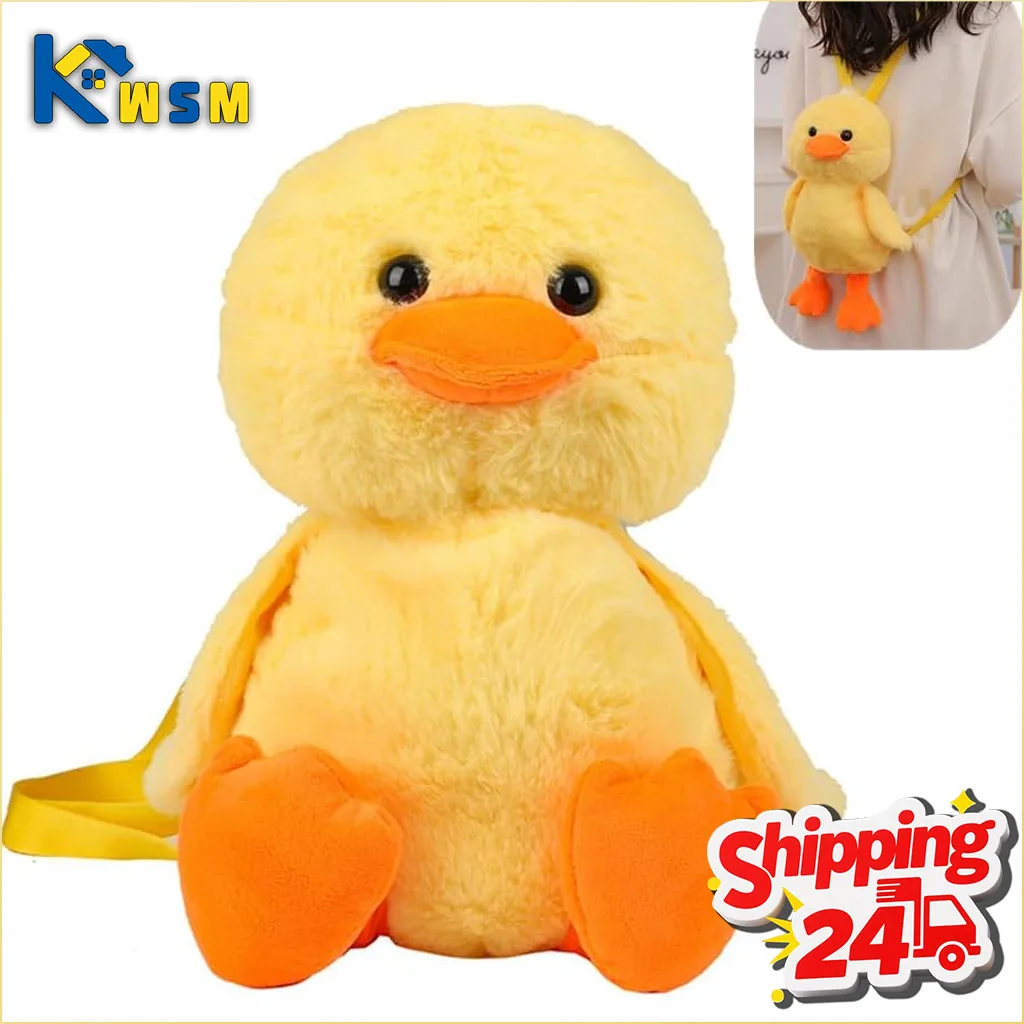 1-4pcs 2026 Cartoon Duck Plush Backpack for Girls Kids Cute Stuffed Animal Daypack Lightweight Casual School Travel Bag Gift