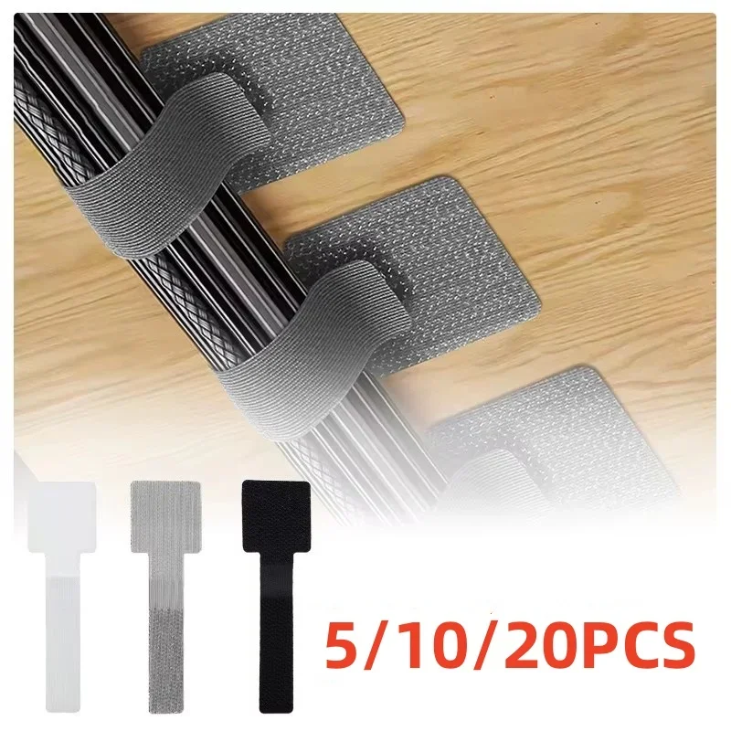 Reusable Cable Ties Fastening Wire Organizer Cord Rope Holder Self Adhesive Adjustable Cord Organizer Straps Desk Management