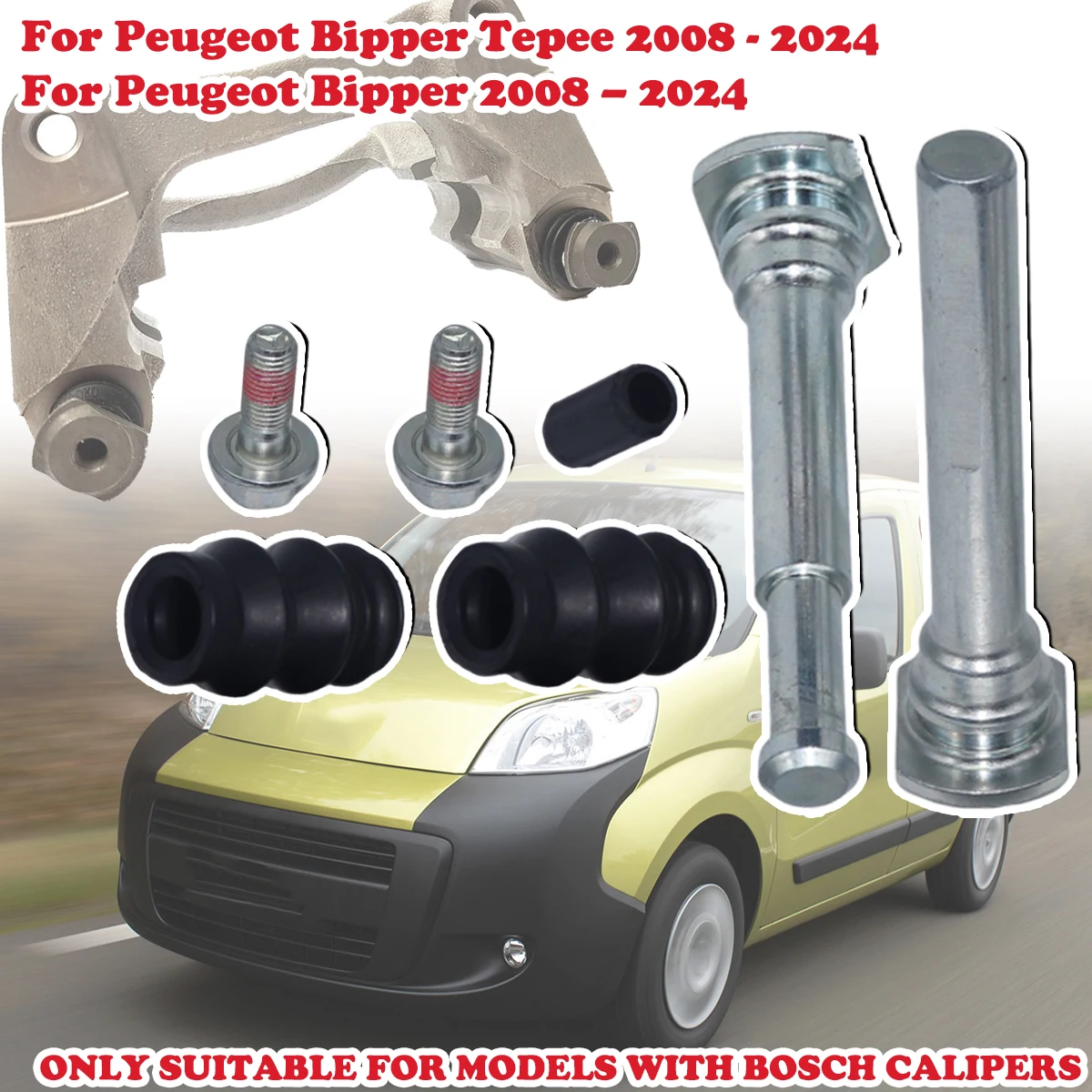 

Front Brake Caliper Slider Guide Pins Bolt Kit For Peugeot Bipper Tepee 2008-2024 Left Right Disc Housing Bellows Sleeve Bushing
