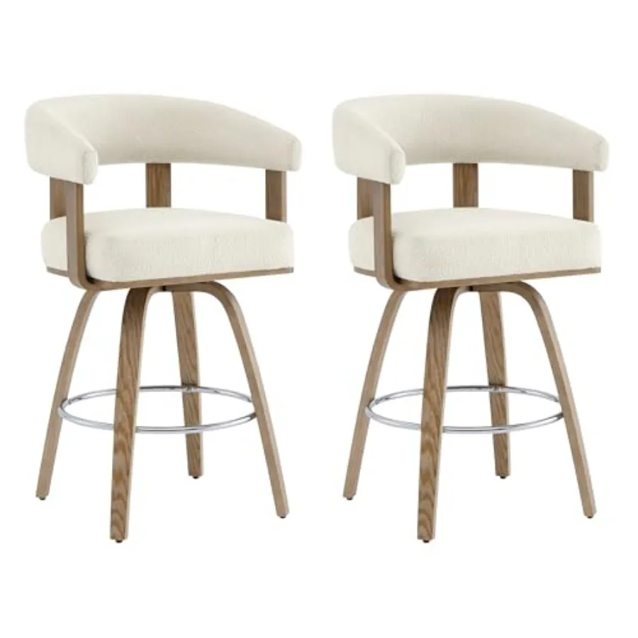 

Swivel Counter Height Barstools Set of 2 FSC Certified Polyester Upholstered with Back and Armrest for Kitchen Island Home Bar