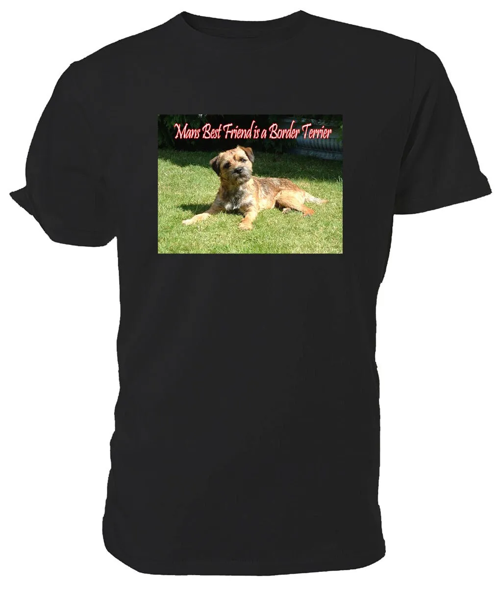 

Border Terrier T Shirt. Classic Round Neck Short Sleeved