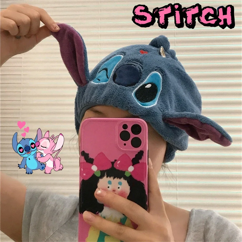 Disney Small Ears Stitch Dry Hair Cap Female Thickened Coral Fleece Water Absorption Quick Drying Wash Bag Head Towel Shower Cap