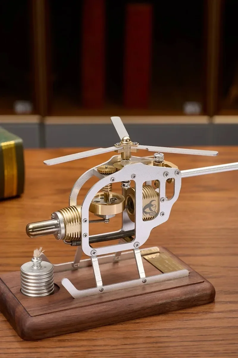 B-M DIY Metal Helicopter Engine Model Assembly Kit Handmade Physics Experiment Model Toy