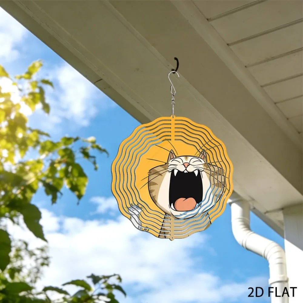 Whimsical Iron Cat Wind Chimes 9.8in for Outdoor Garden Decor Playful Yard Art