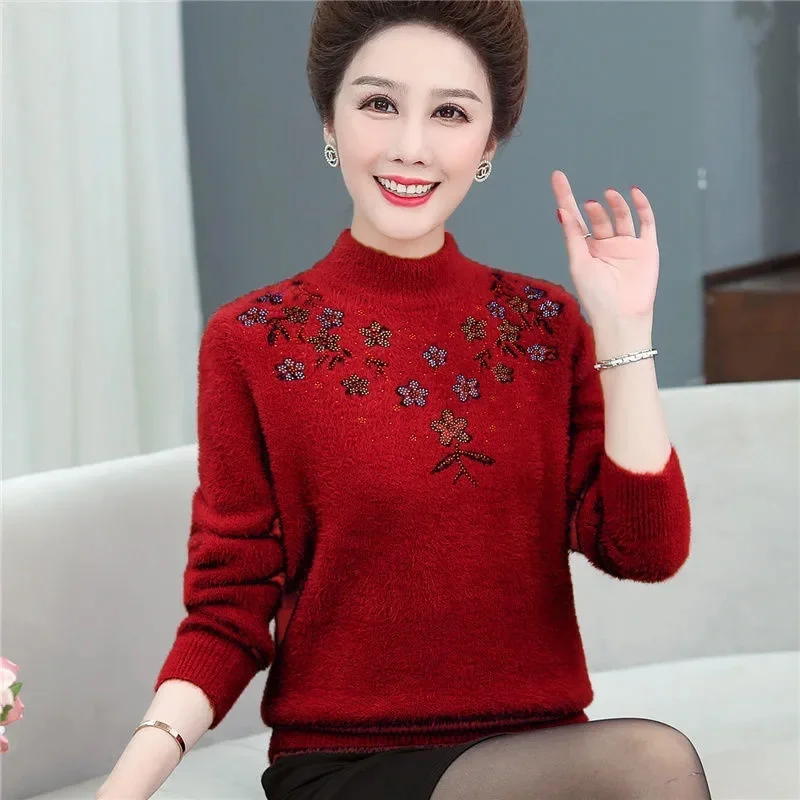 Women Cashmere Sweater Slim Soft Knitted Jumpers Mockneck Pullovers Solid T-Shirts Semi-Turtleneck Sweaters Women Winter