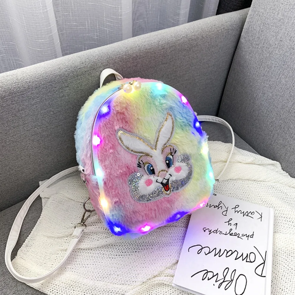 Personalised Womens Girls Cute Rabbit Pegasus Backpack Plush Shining Toddler Backpack for Girls Small Casual Shoulder Daypack