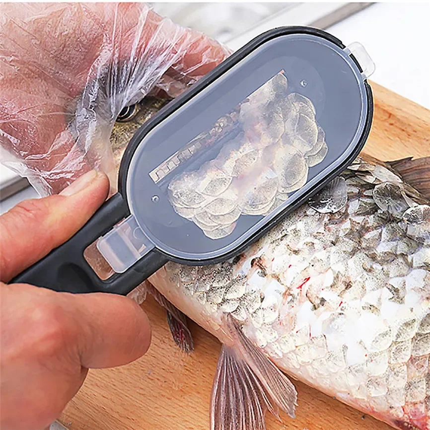 Practical Fish Scale Remover Plastic Fruit and Vegetable Peeler Descaling and Cleaning Scraper with Accessories Folding Knife