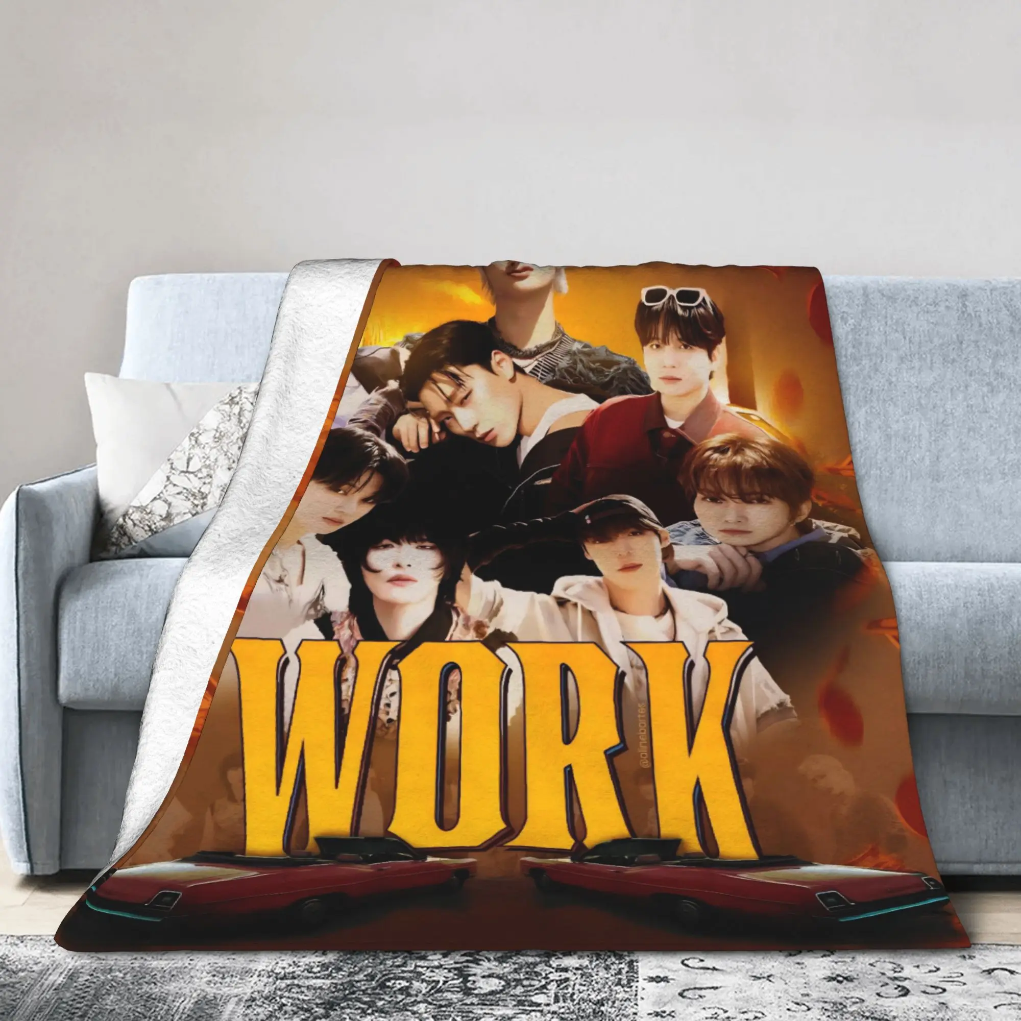 

Kpop Ateezs Band Flannel Blanket Spring Super Soft Throw Blanket for Students Outdoor Funny Bedspread Sofa Bed Cover