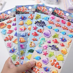 1 pc Kawaii Cartoon Sea Wrold Animals 3D Puffy Stickers Scrapbooking Diy Journal Stationery Sticker Cute Deco Art Supplies