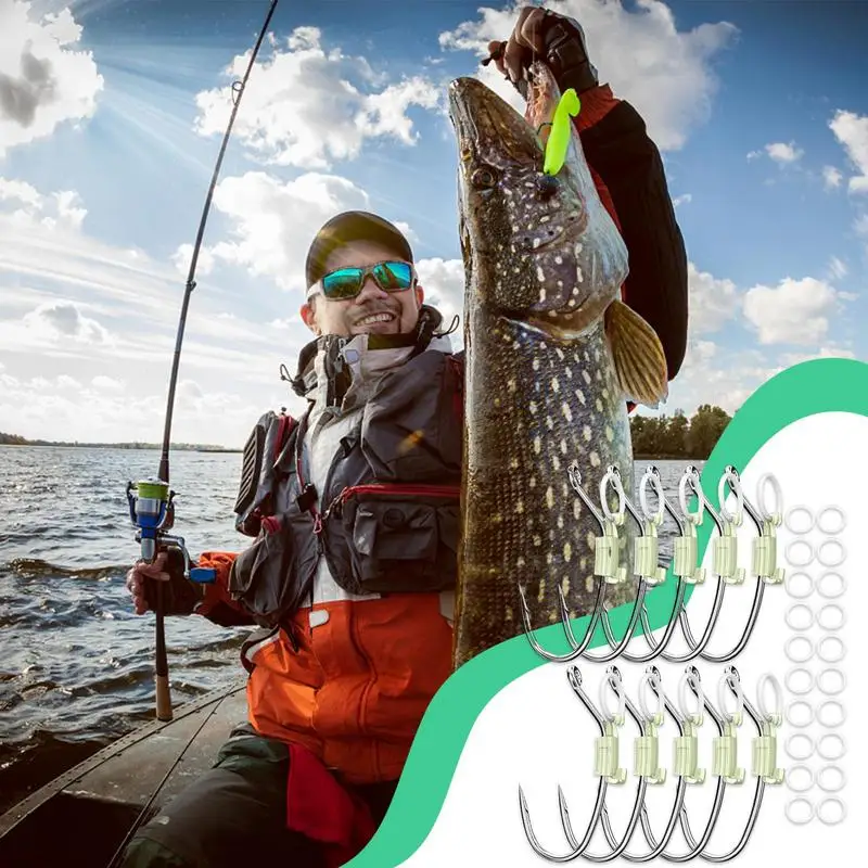 

Shrimp Hooks Catfish Lure Holder Luminous Set Of 10 Live Shrimp Fixed Hooks Carbon Steel Barbed With Holes Catfish Bass Fishing