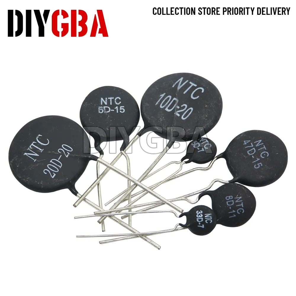 10pcs NTC 5D 8D 10D-9 10D-11 10D-13 10D-15 10D-20 10D-25 47D-15 Thermistor 5D-7 5D-9 5D-11 5D-20 8D-20 Thermal Resistor DIYGBA