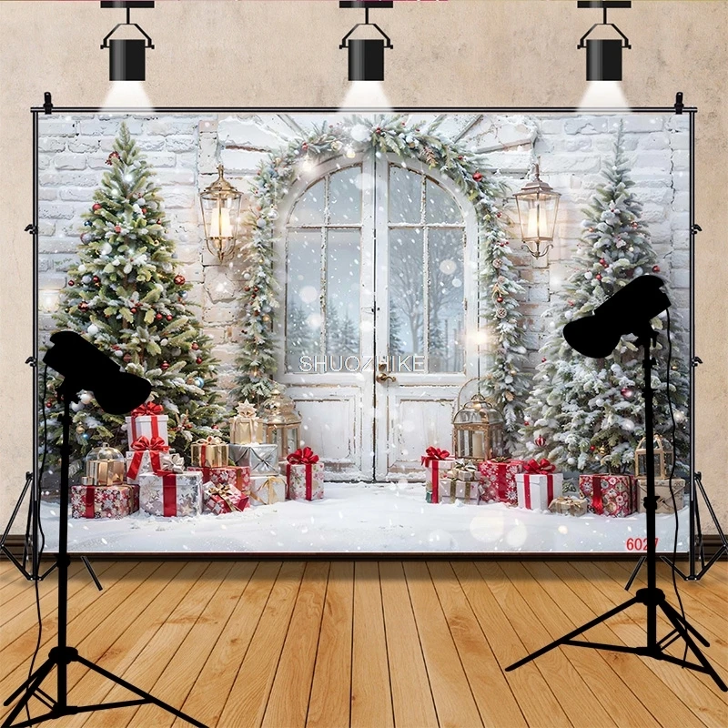 عيد الميلاد إكليل ثلج التصوير خلفية الدعائم الأسرة حفلة غرفة المعيشة السنة الجديدة صورة خلفية DJ-04