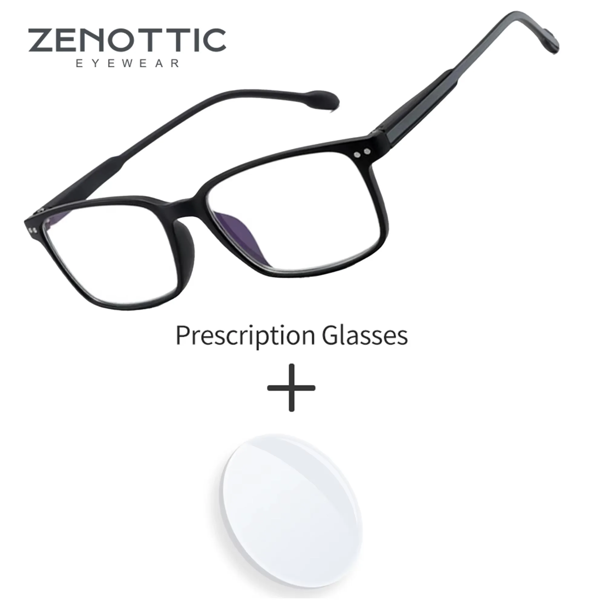 ZENOTTIC Retro Rectangle Men's Prescription Eyeglasses Photochromic Anti Blue Light Multifocal Near Far Lenses Eyewear