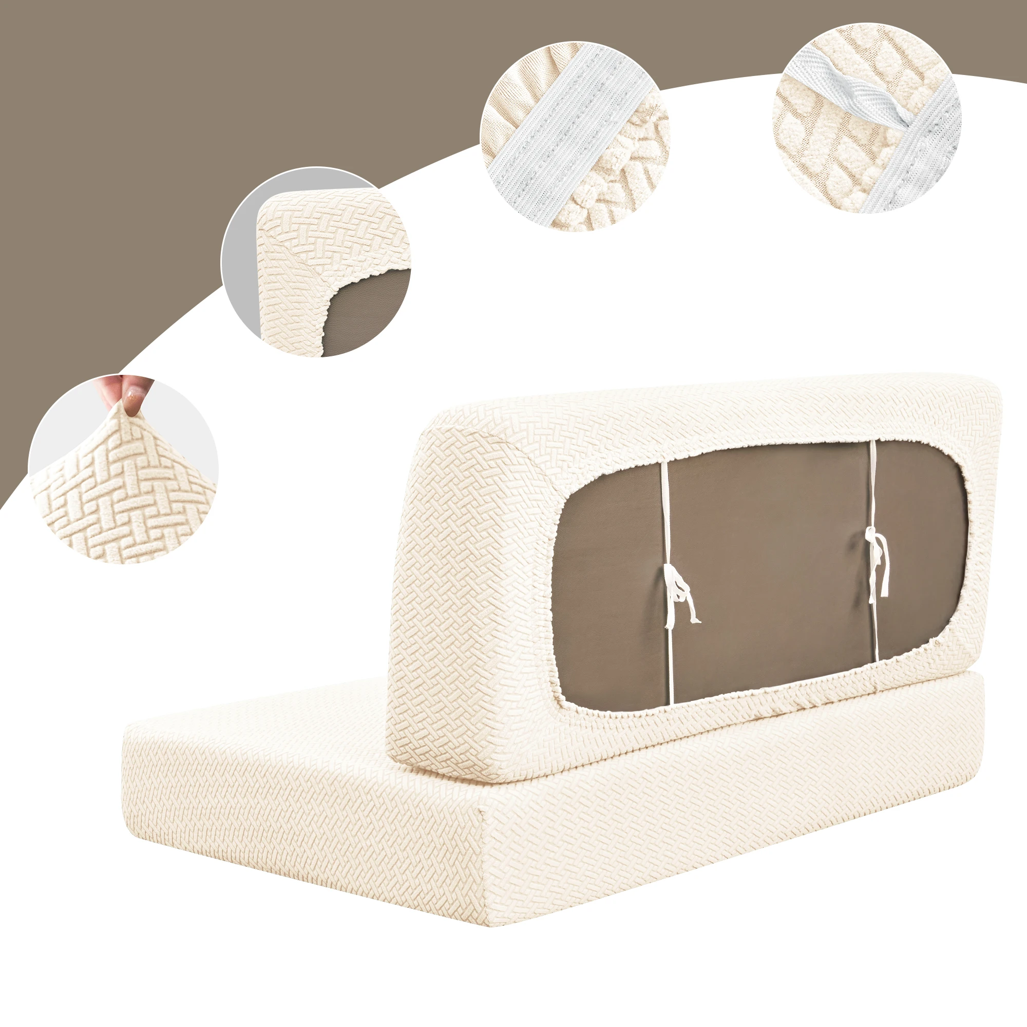 Juego de 2 Fundas de Cojines para Dinette de RV de Forro Polar Jacquard, Fundas Elásticas para Sofá, Fundas para Asientos de Camper, Fundas para Respaldo de Banco de Coche