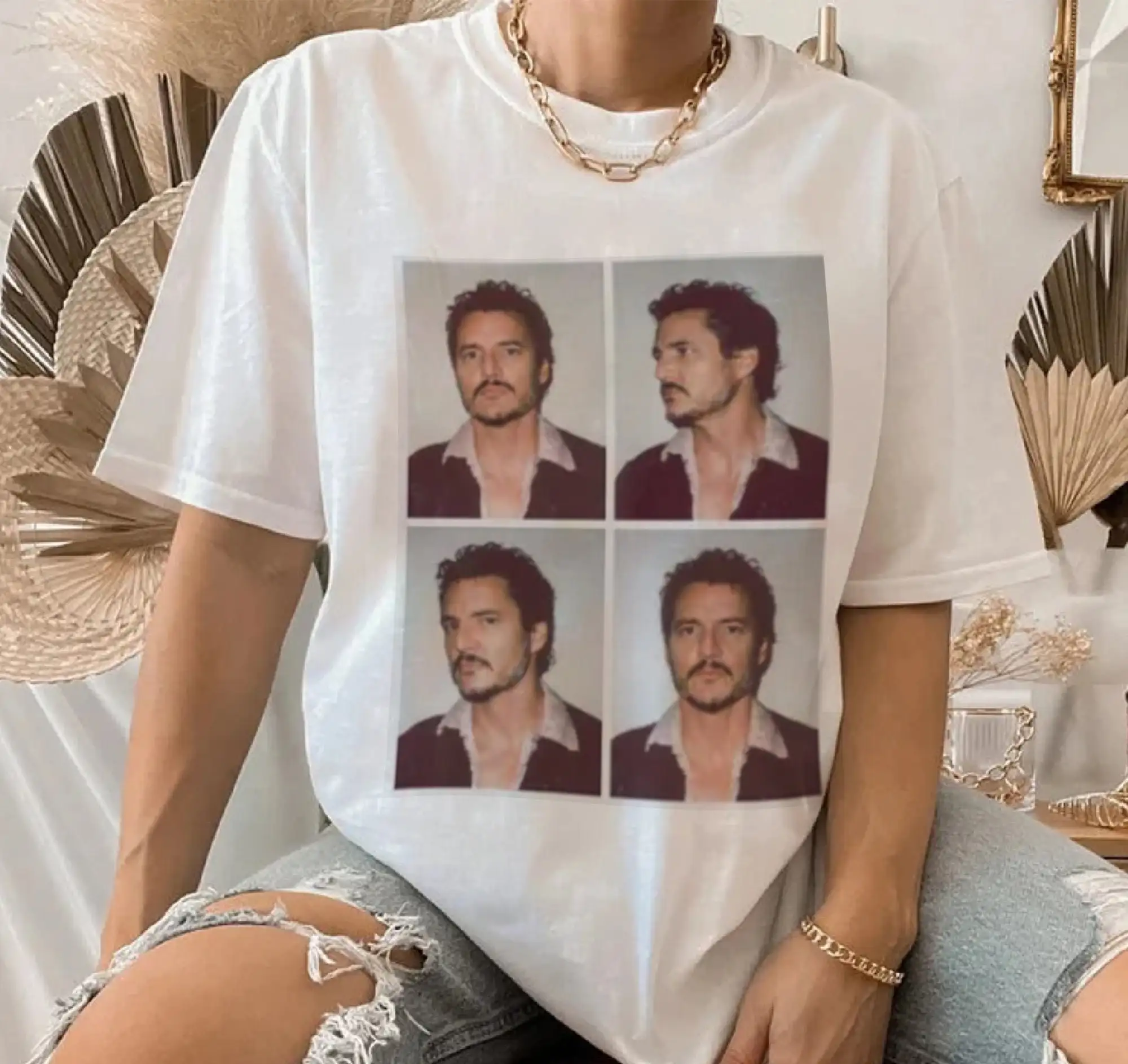 

Pedro Pascal Meme Photo T Shirt Vintage Daddy 90S For Women And Man